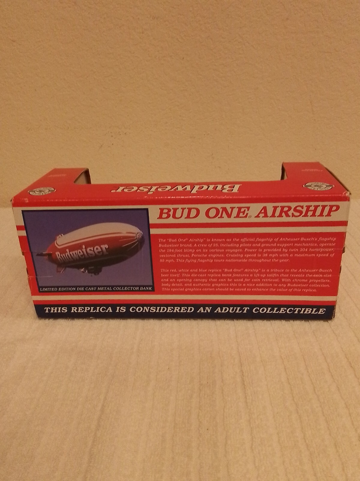 Die Cast LIBERTY CLASSICS BUDWIEISER BUD ONE AIR SHIP BLIMP RED AND WHITE Bank