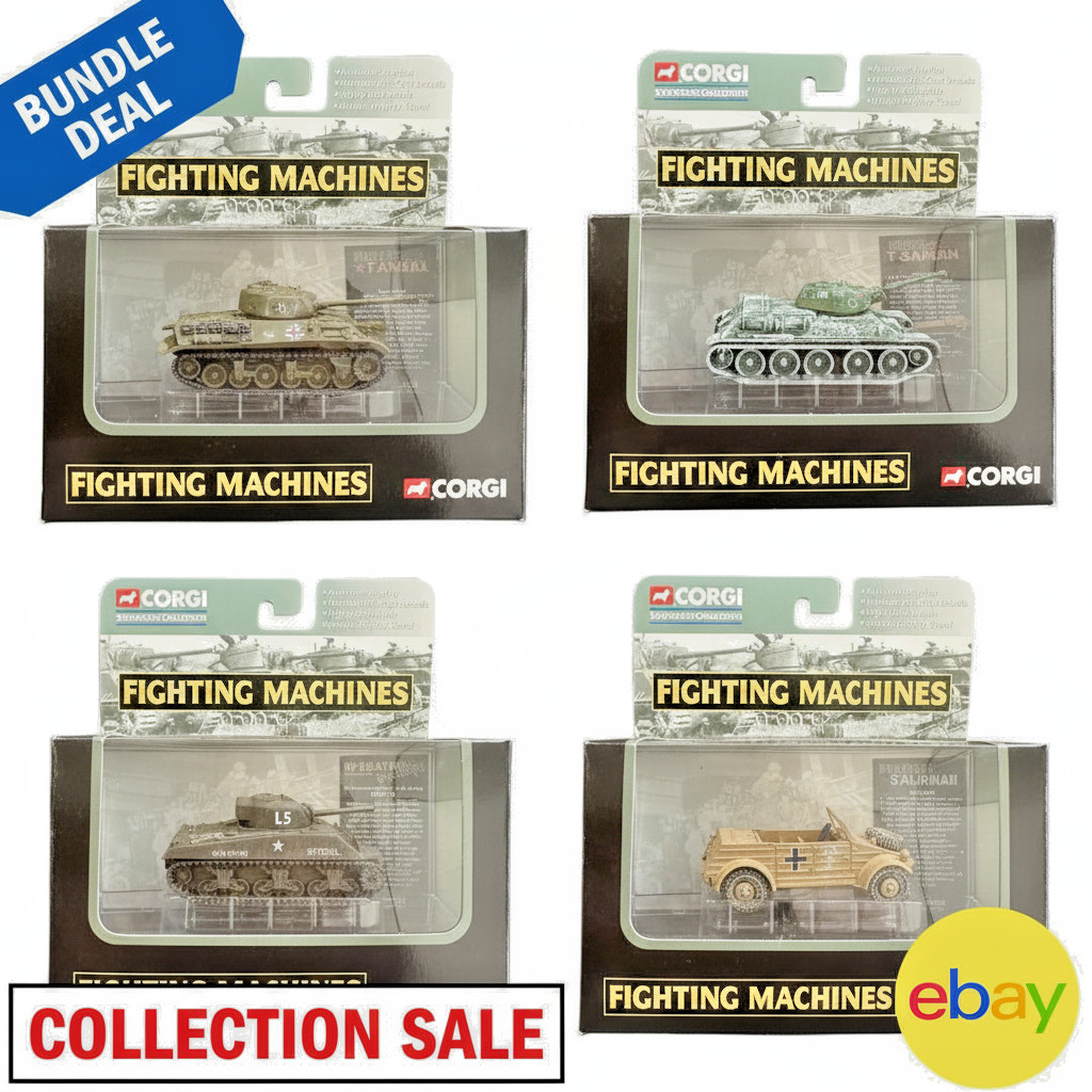 Corgi Fighting Machines WWII Collection Lot 5 Tanks Vehicles Showcase NIB