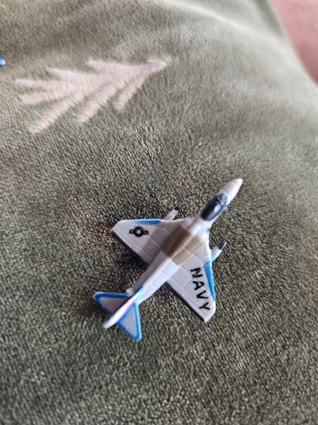 Micro Machines Funrise 1989 mini USAF Fighter Jet Gray w/ Red, White & Blue tail