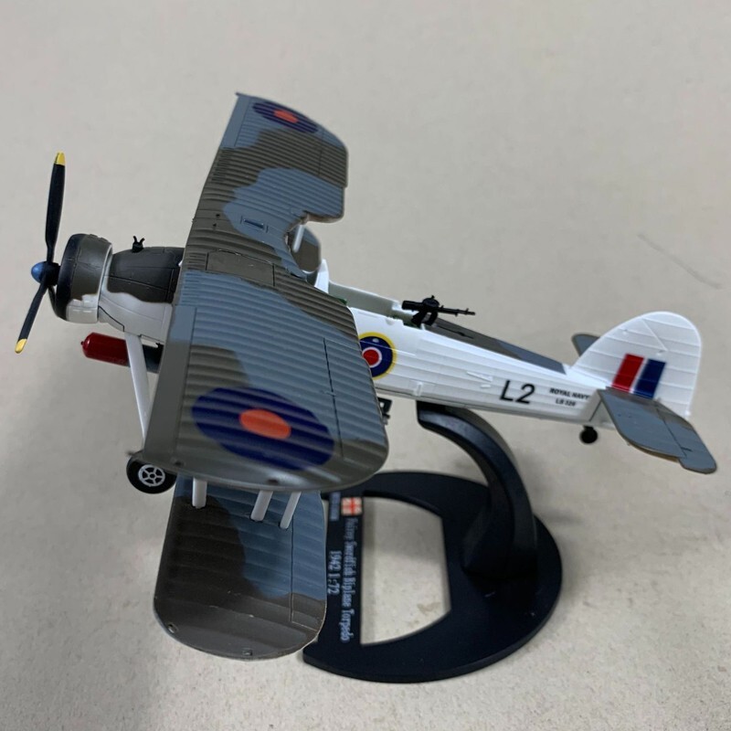 1:72 Diecast Military Model Fairey Swordfish Biplane Torpedo Bomber Aircraft
