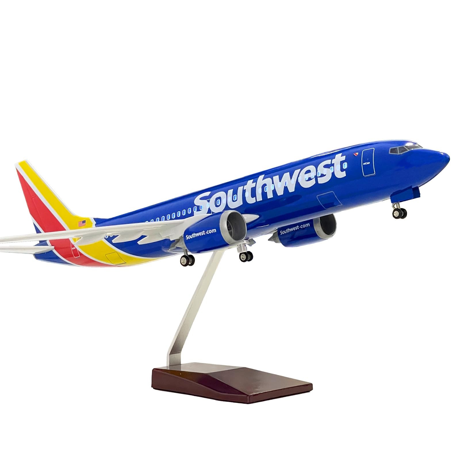 B737 Airplane Model, 1/85 Scale B737 Model 18.5 Inches Length, with LED Lights a