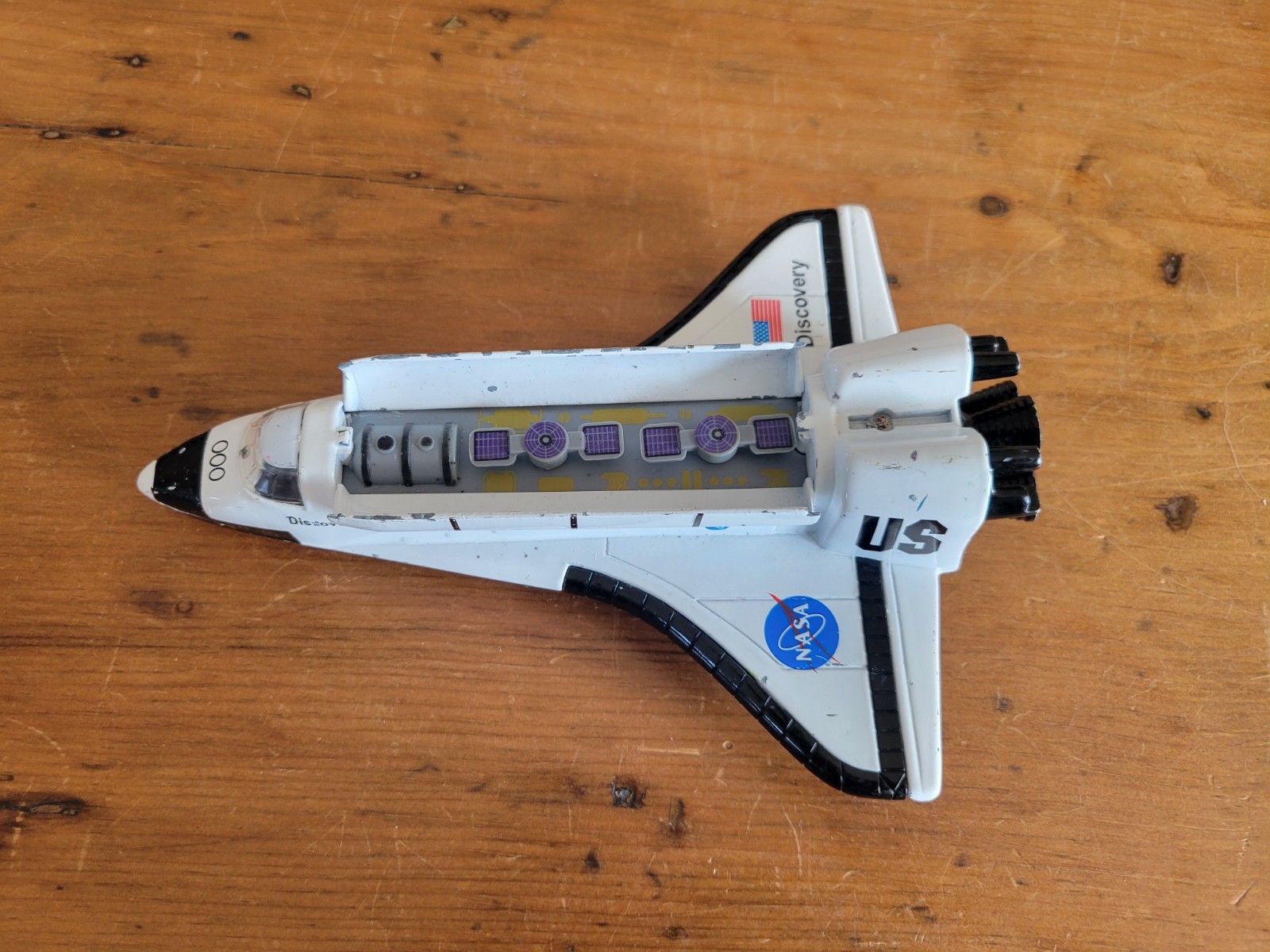 KANDYTOYS PULLBACK SPACE SHUTTLE 20CM AIRCRAFT MISSION NASA DIECAST Opening top