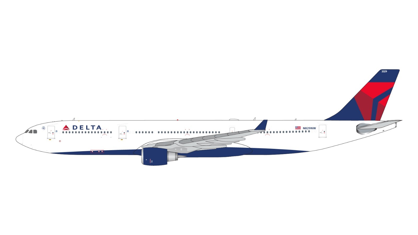 Delta Airbus A330-300 N829NW GeminiJets GJDAL2106 Scale 1:400 PRE-ORDER