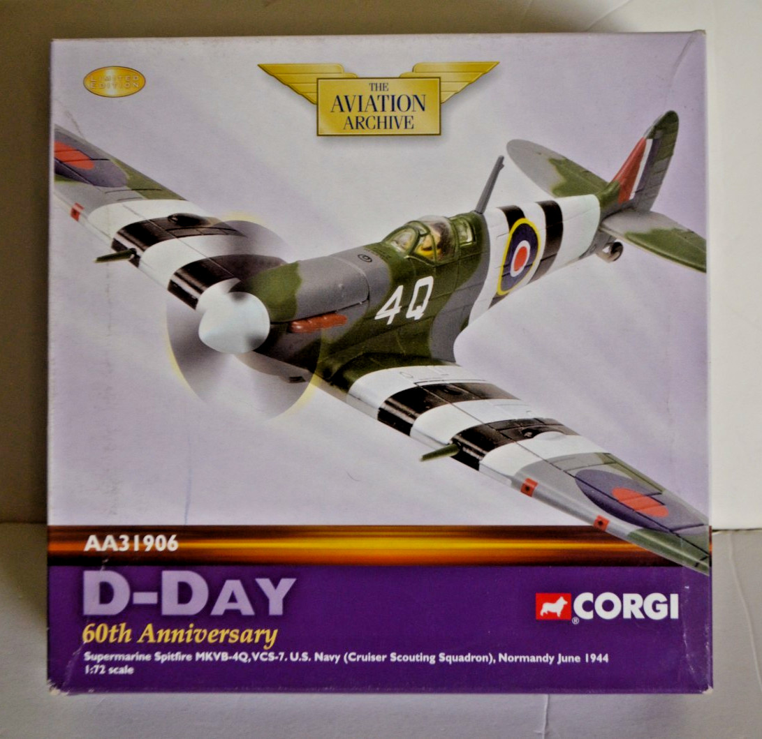 CORGI AA31906 SUPERMARINE SPITFIRE MKVB-4Q VCS-7 D-DAY 60TH NORMANDY 1944 1/72