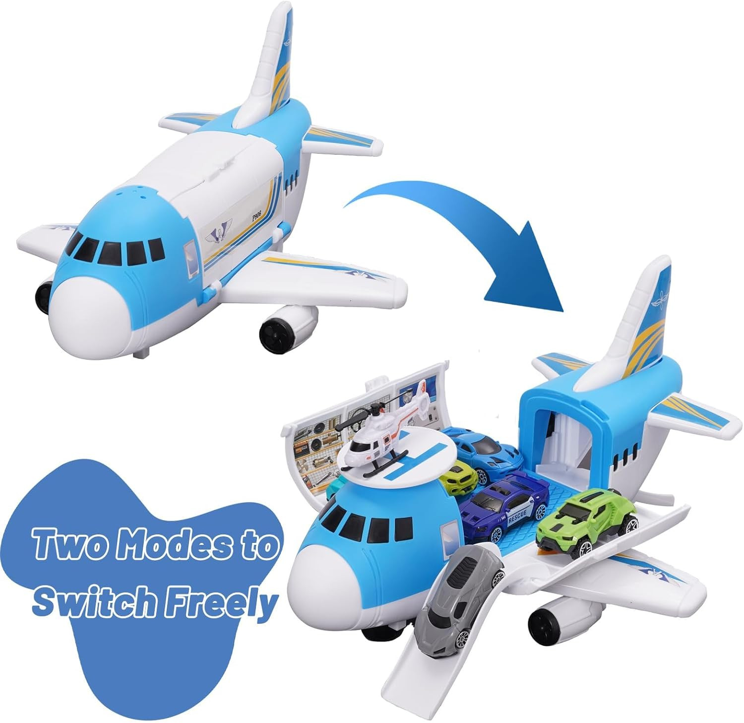 Airplane Toy Car Toy Set Airport Playmat with Helicopter, Truck, Plane, Sign Par