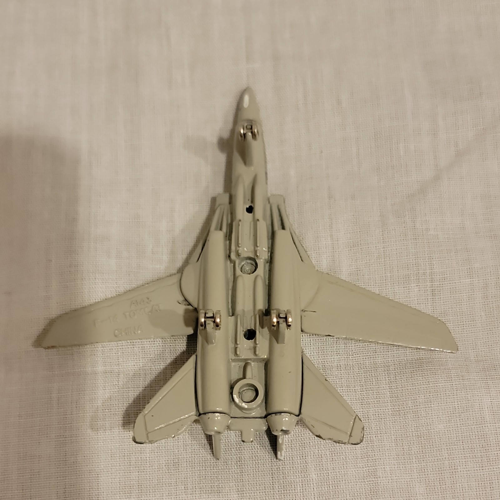 F-14 Tomcat Diecast Military Airplane Gray White Red Black Model Pre-owned