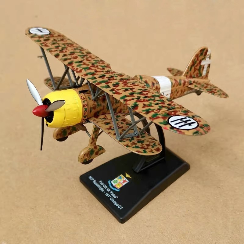 1:72 WWII FIAT CR.42 “Falco” Biplane Fighter Model Diecast Military Collection