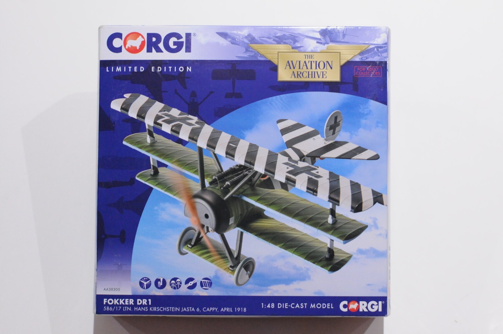 CORGI FOKKER DR1 LTN. HANS KIRSCHSTEIN JASTA 6 CAPPY 1918 SCALE 1:18 LIMITED EDI