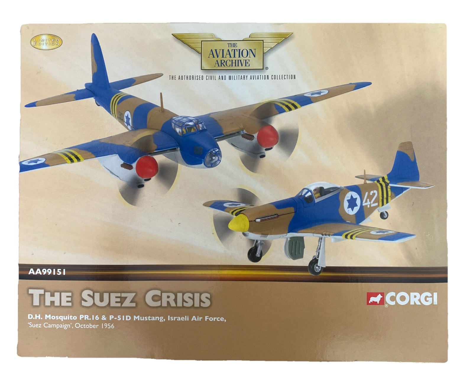 Corgi 1:72 DH Mosquito PR16 & P51D Mustang AA99151 Israeli Air Force Suez 1956