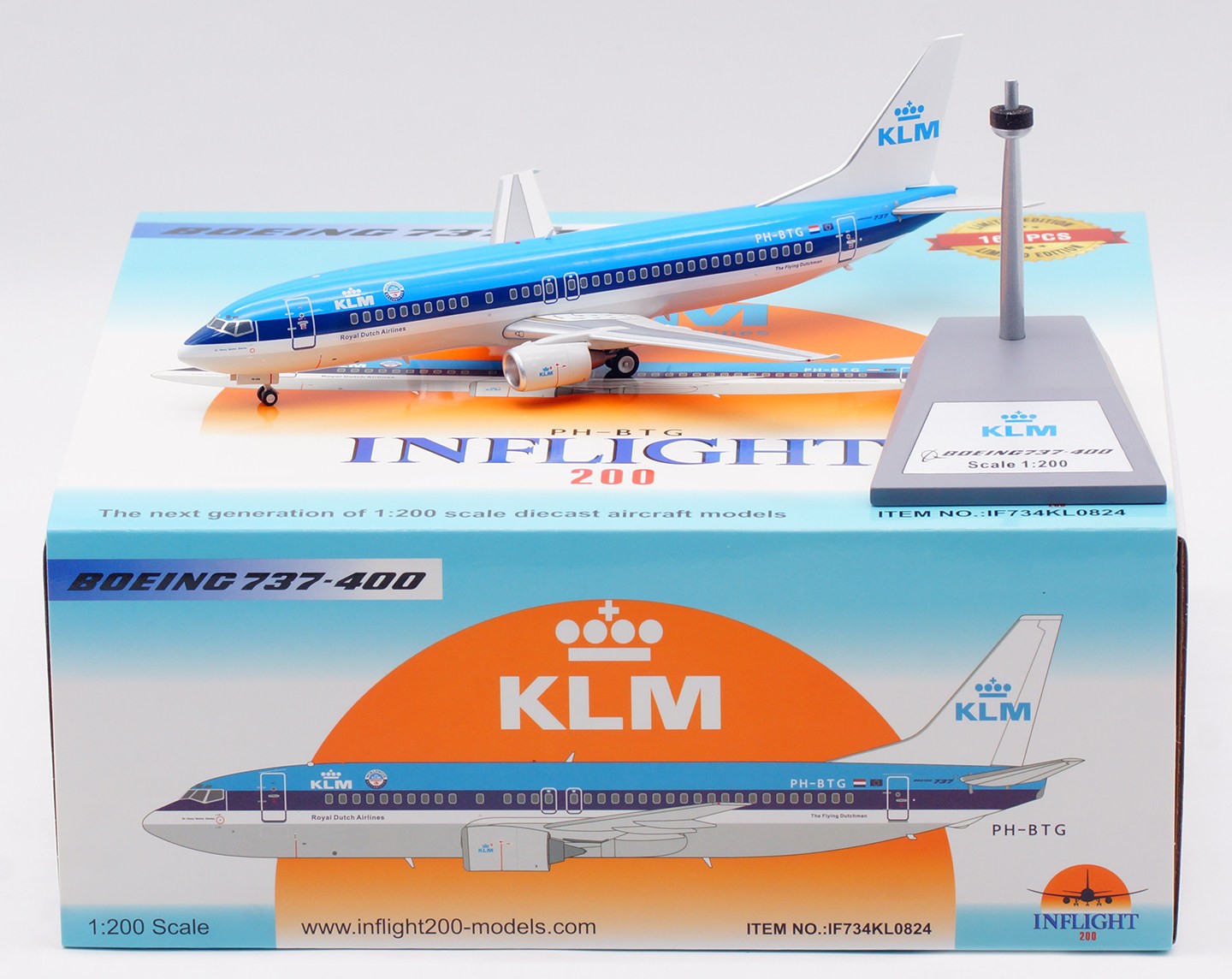 1:200 Inflight KLM Royal Dutch Boeing 737-400 PH-BTG Diecast Plane Model