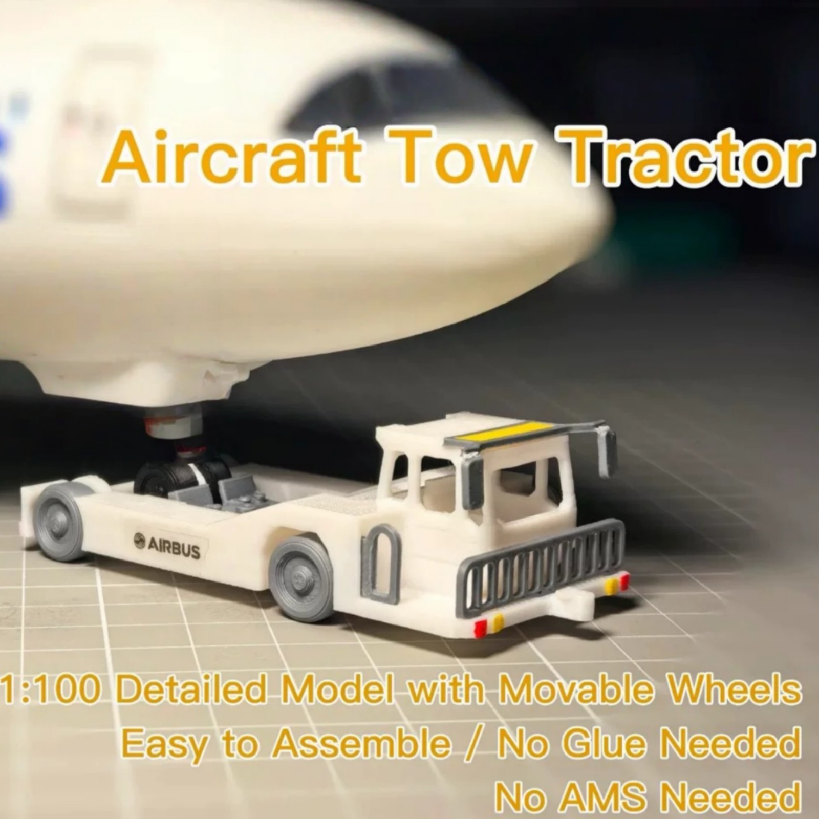 1/100 Airport Accessories Model Unassembled Passenger Stairs+Tugs+Luggage Cart