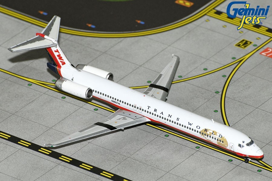 GEMINI JETS TWA TRANS WORLD AIRLINES MCDONNELL DOUGLAS MD-82 1:400 GJTWA1711
