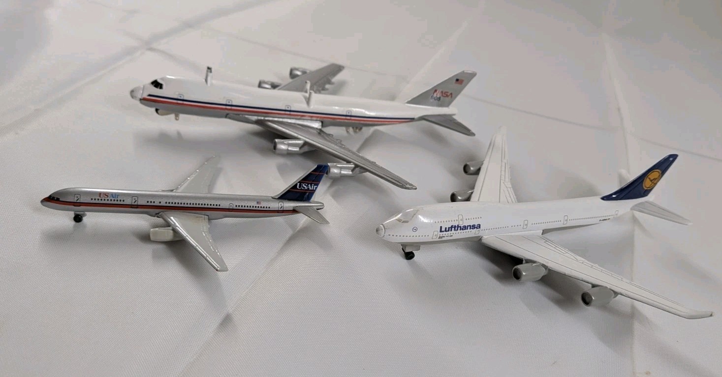 Lot of 3 Diecast Model Airplanes Ertl NASA 747 Siku Boeing 747-400 Herpa USAir