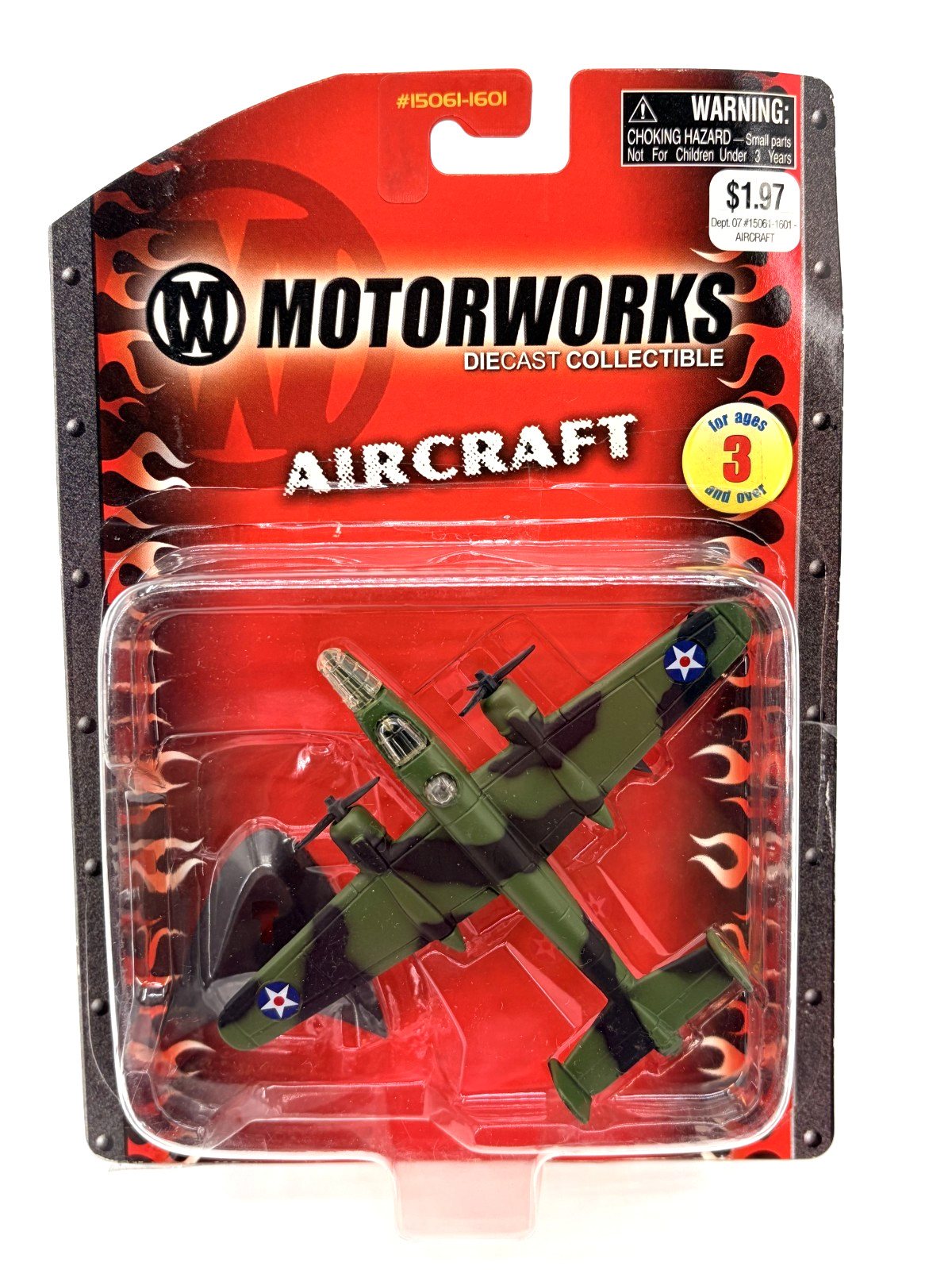 MOTORWORKS Diecast B-25 Mitchell Bomber WWII Aircraft Airplane with Stand NIB
