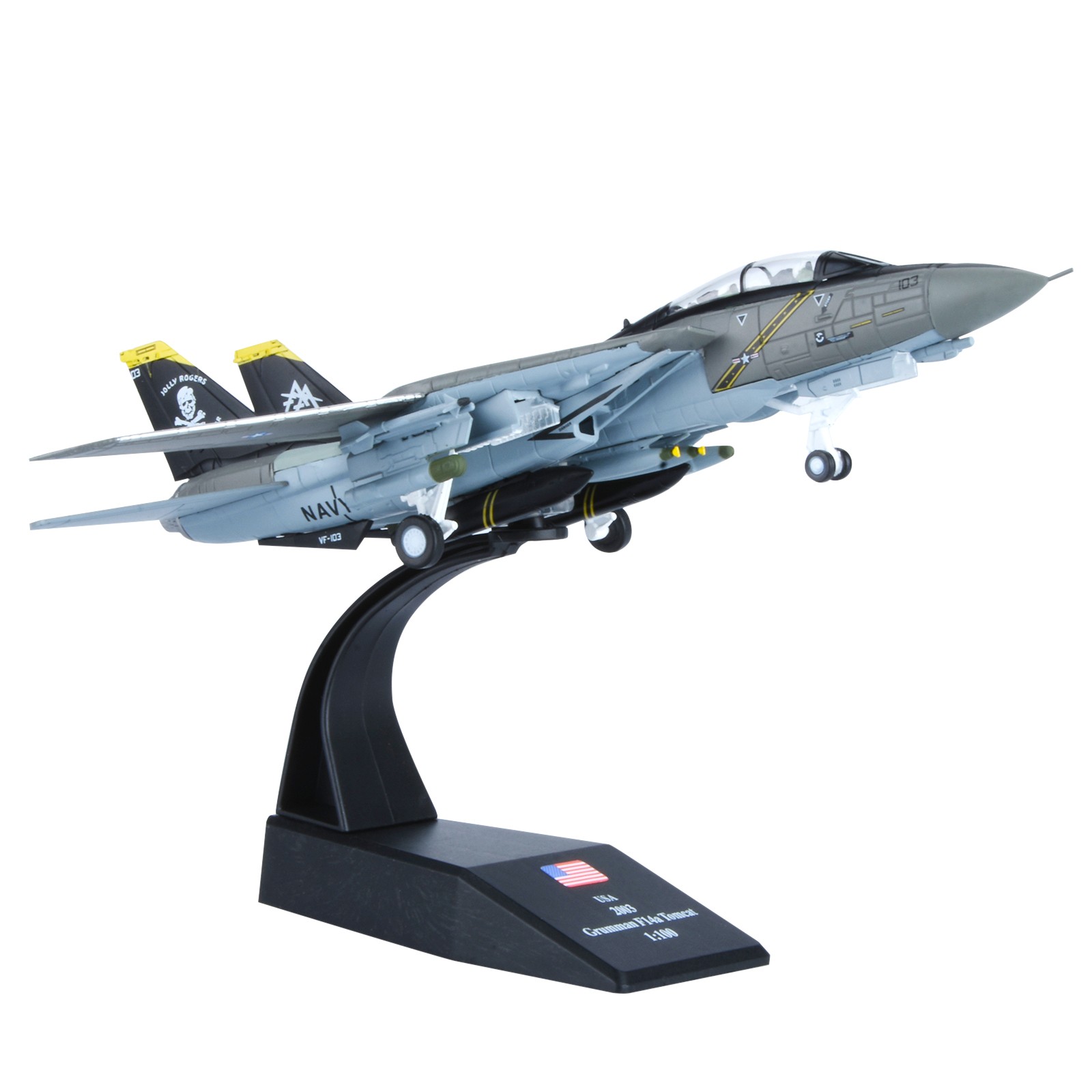 F-14 Tomcat US 1:100 Diecast Fighter Simulation Alloy Aircraft Airplane Model