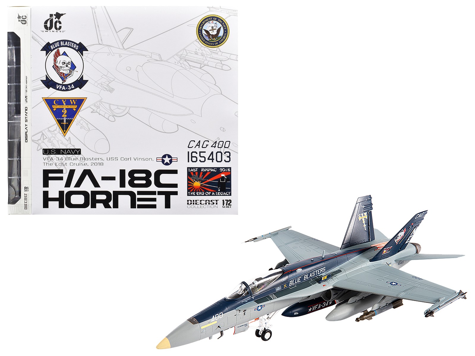F/A-18C Hornet VFA-34 Blue Blasters CVN-70 Last Cruise 2018 1/72 JC Wings