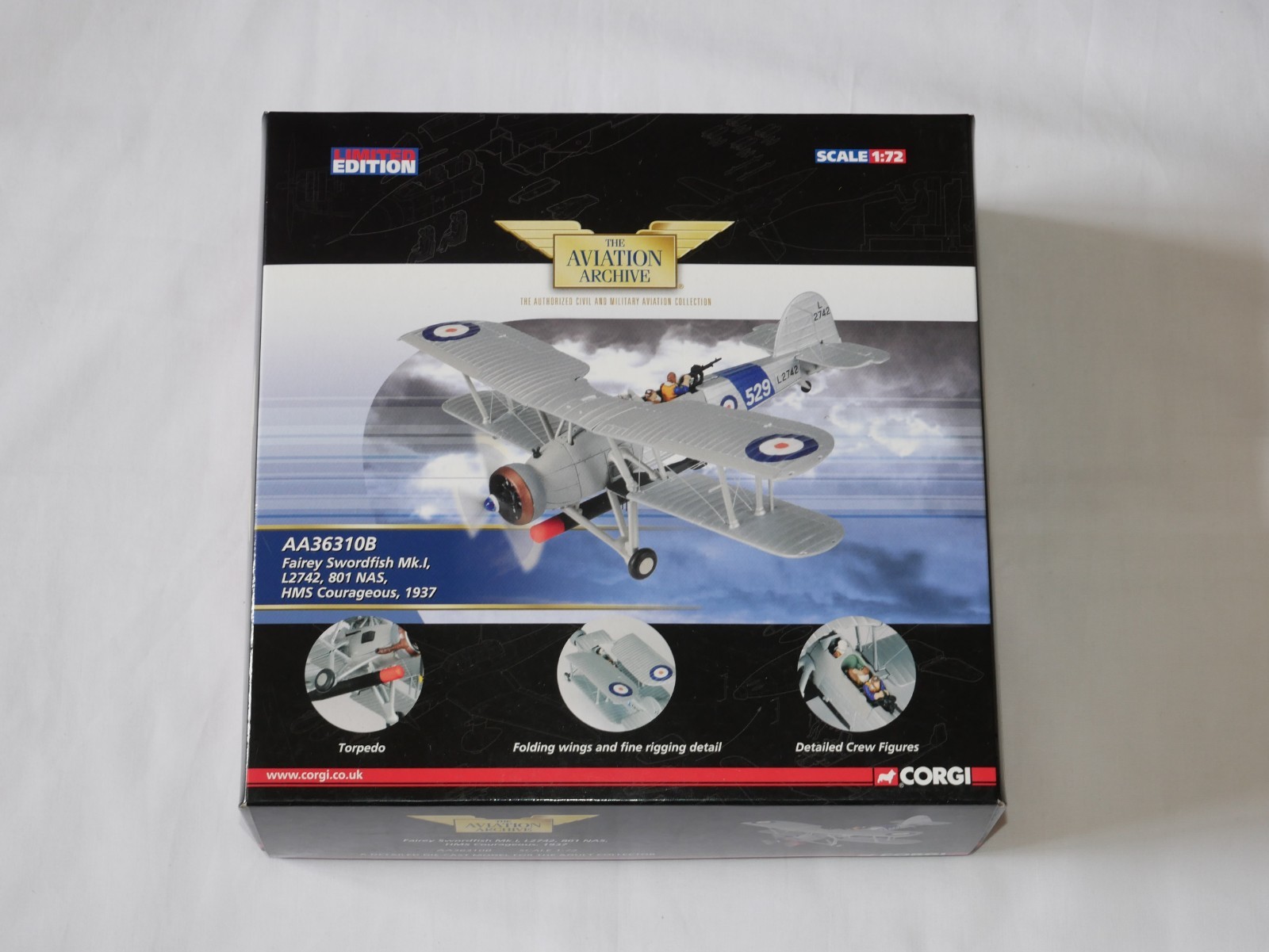 Corgi Aviation Fairey Swordfish Mk.1 L2742 801 NAS HMS Courageous 1937 AA36310B