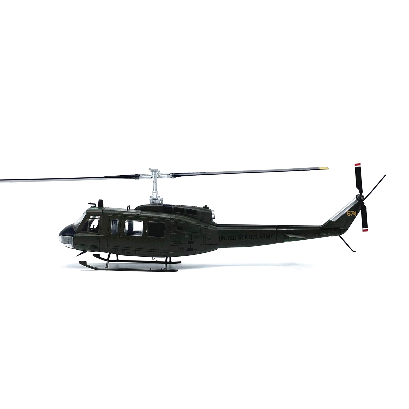 Detailed Premium US Army Huey Helicopter Model 1:48 Scale with Display Stand