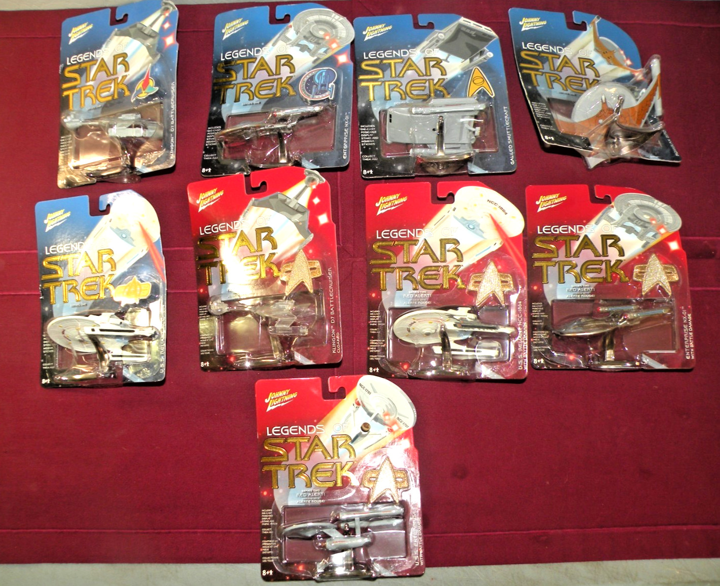 Lot Of 9 JOHNNY LIGHTNING LEGENDS OF STAR TREK Ships Enterprise Klingon B +++