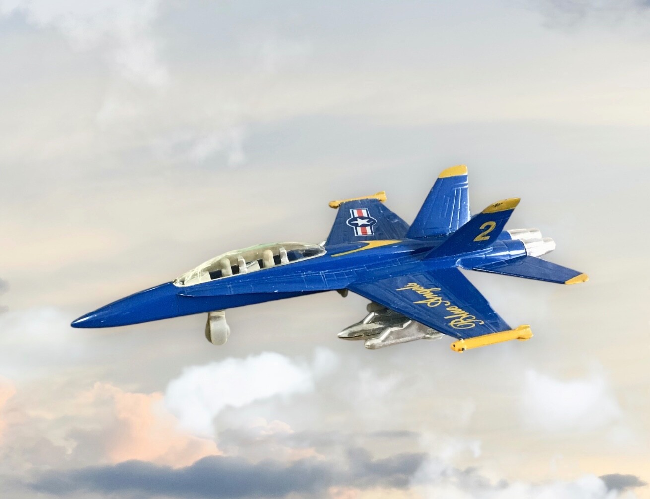 Vintage Blue Angel US Navy Jet Plane Model Toy #2 Die Cast Metal Pullback Action