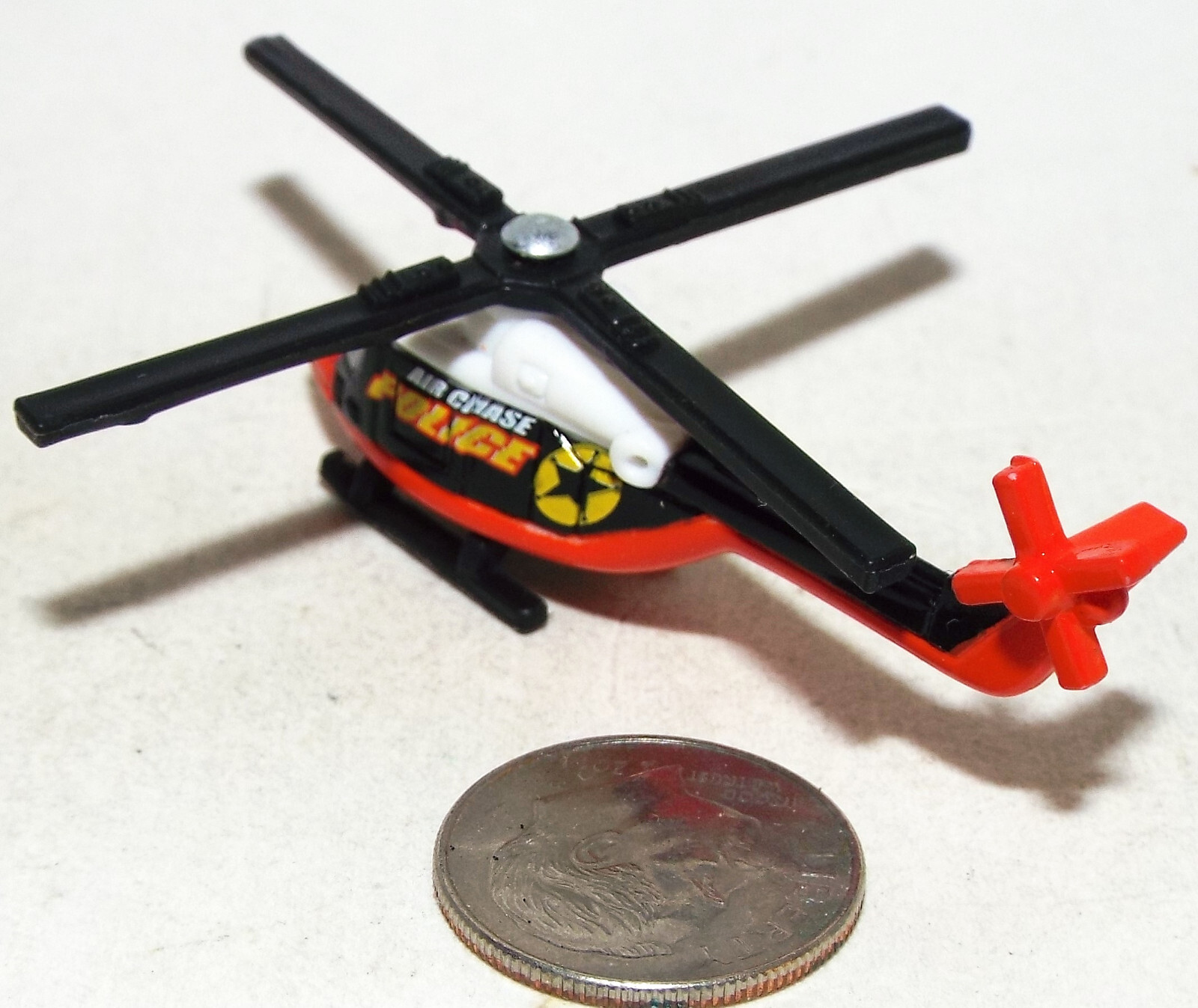 Small Micro Hot Wheels Plastic Westland Lynx Helicopter Police Red/White