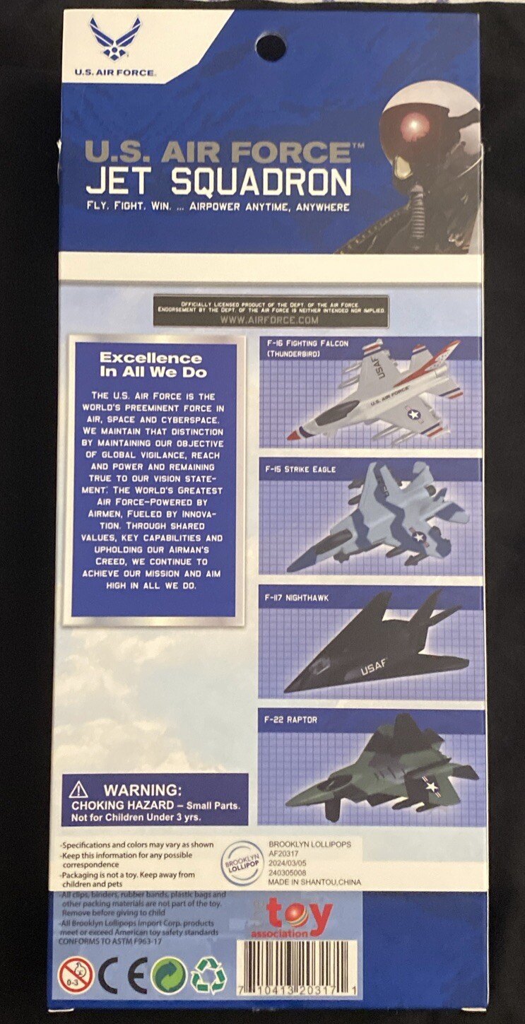 Air Force Diecast Planes 4-Pack Jet Squadron Pull Back Action Toy Brand New