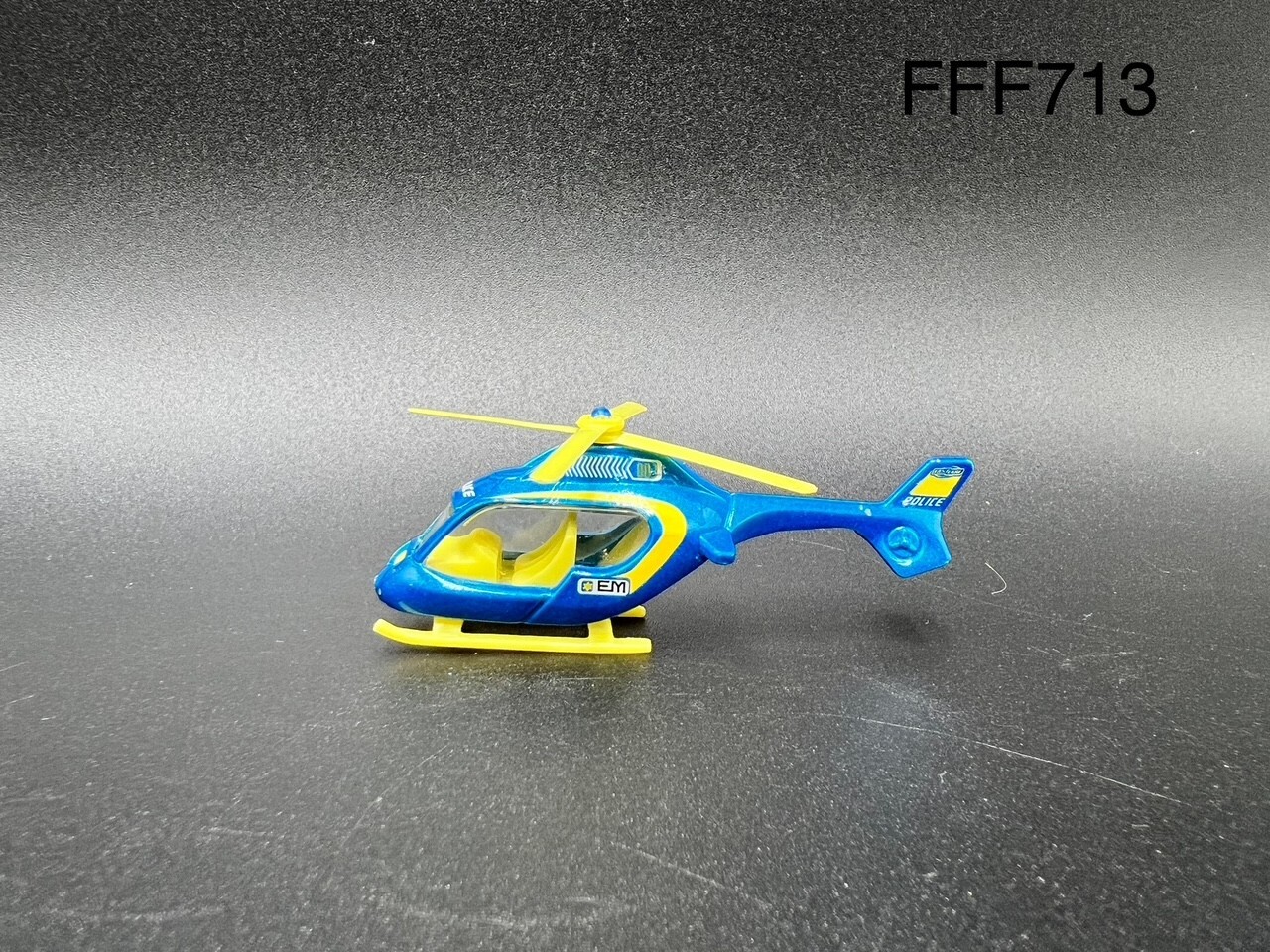 Fast Lane EM Helicopter Toy Blue Police Diecast Approx. 3″