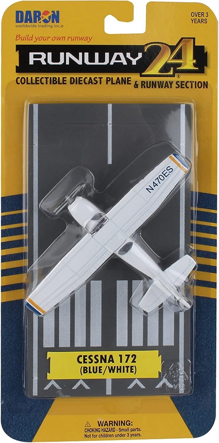 Educational Runway24 Cessna 172 Skyhawk 1:87 Diecast Model with Flexible Runway