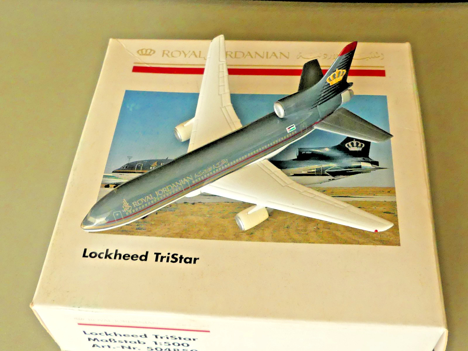 Royal Jordanian L-1011 model by Herpa, 1/500 scale.