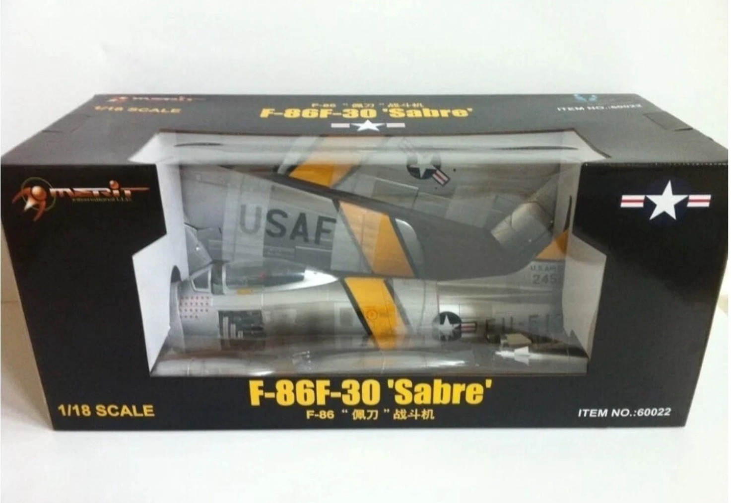 MERIT Js International 1/18 Scale F-86 F-30 Sabre No. 60022 NEW
