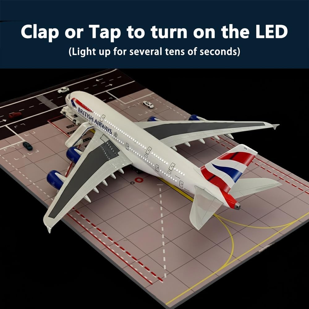 MACHASORS A380 Model Airplane 18.5 Inches Long 1/160 Scale A380 Model with LE…