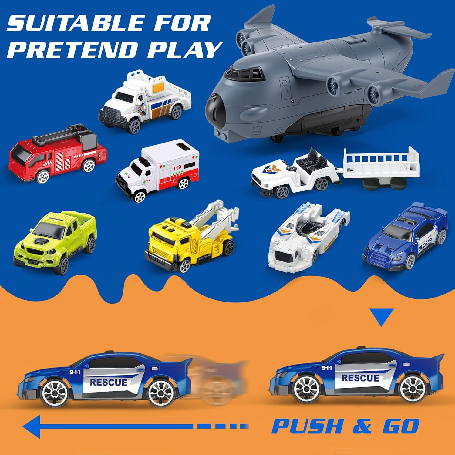 Airplane Airport Toy with Trucks, Helicopter, Planes and Playmat | Aviation Toys