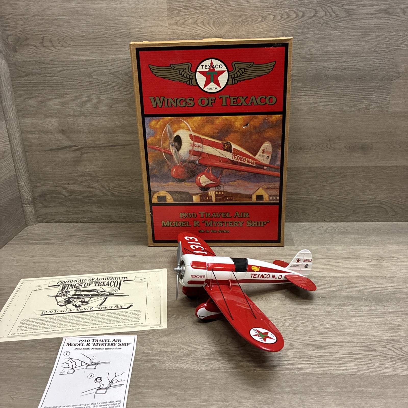 Wings of Texaco 1930 Travel Air Model R Mystery Ship DIE-CAST METAL BANK