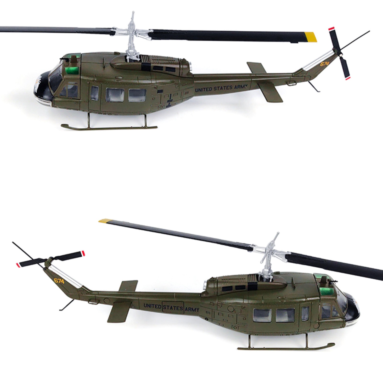 Authentic UH-1 Iroquois Helicopter Diecast Model 1:48 Scale Rotating Parts Gift