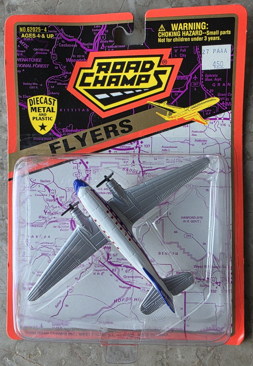 Vintage New 1996 Road Champs Flyers Diecast DC-3 Alaska Airlines 62025-4 NIP