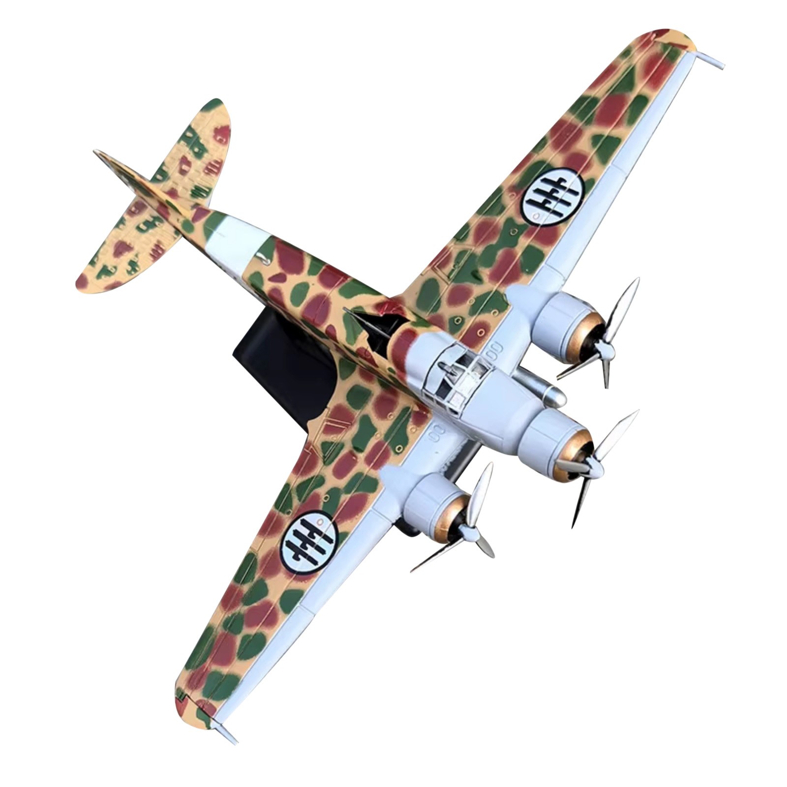 WWII Italy Aircraft SM.79 Sparviero Bomber 1:144 Alloy Model Toy Gift with Stand