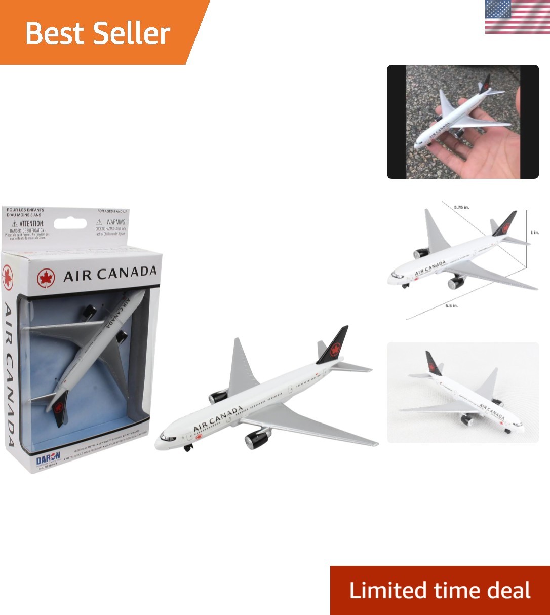 Authentic Air Canada Single Plane Die-Cast Toy – Imagination Awaits, Ages 3+