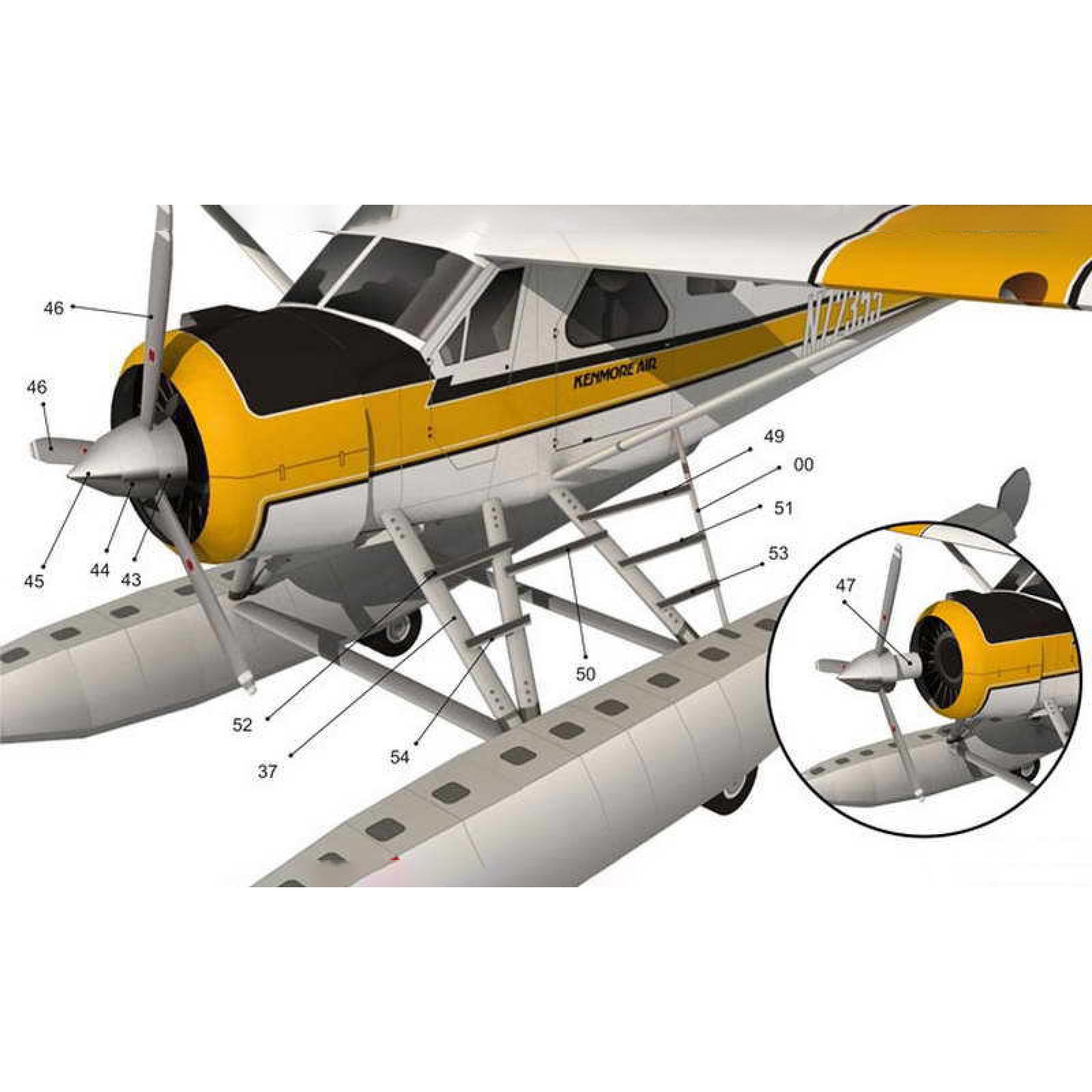 1:32 DHC-2 Beaver Float Seaplane Model 3D Paper Unassembled Kit Souvenir Toy e