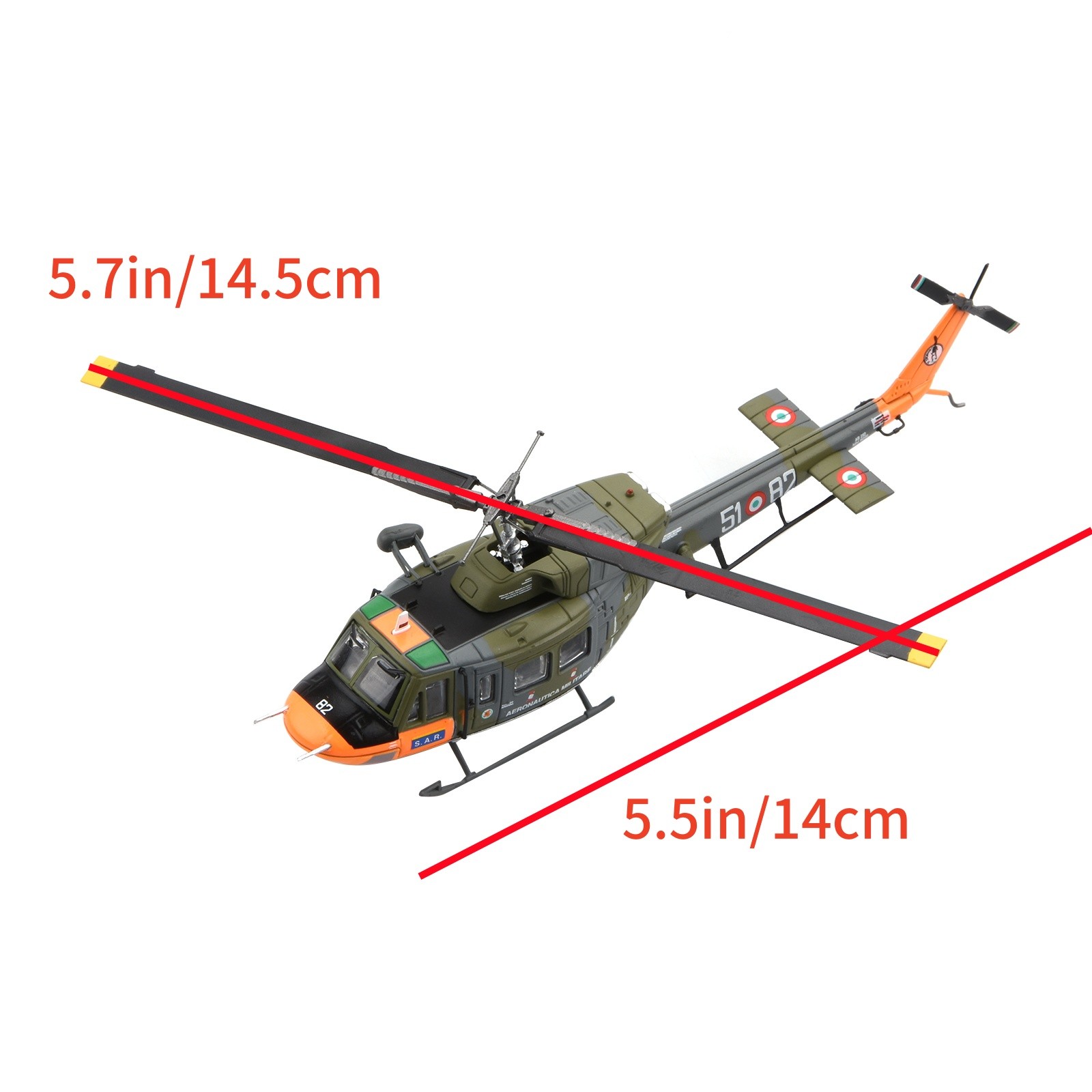 Italian Navy AB 212 Helicopter 1:100 Model For Agusta-Bell Alloy With Base