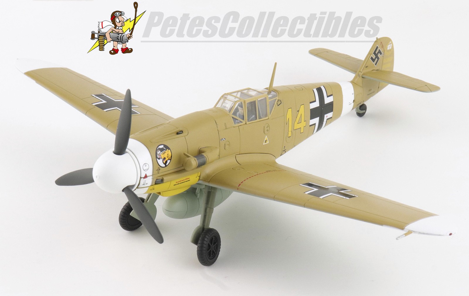 Hobby Master HA8766 Bf 109F-4 Luftwaffe Marseille Yellow 14 3/JG27 1942 1/48