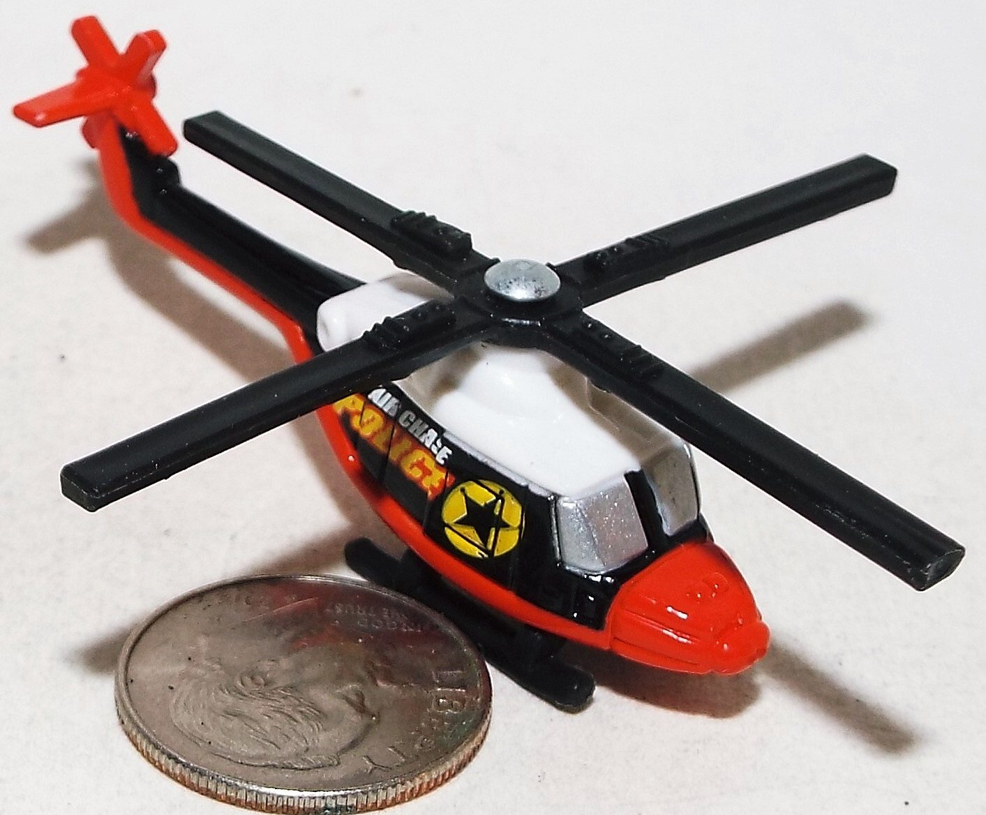 Small Micro Hot Wheels Plastic Westland Lynx Helicopter Police Red/White