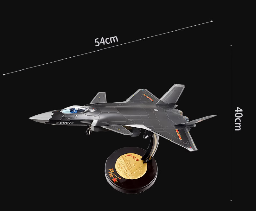 1:36 54CM CHINA J-20 Stealth Fighter Plane Diecast Military Aircraft Model