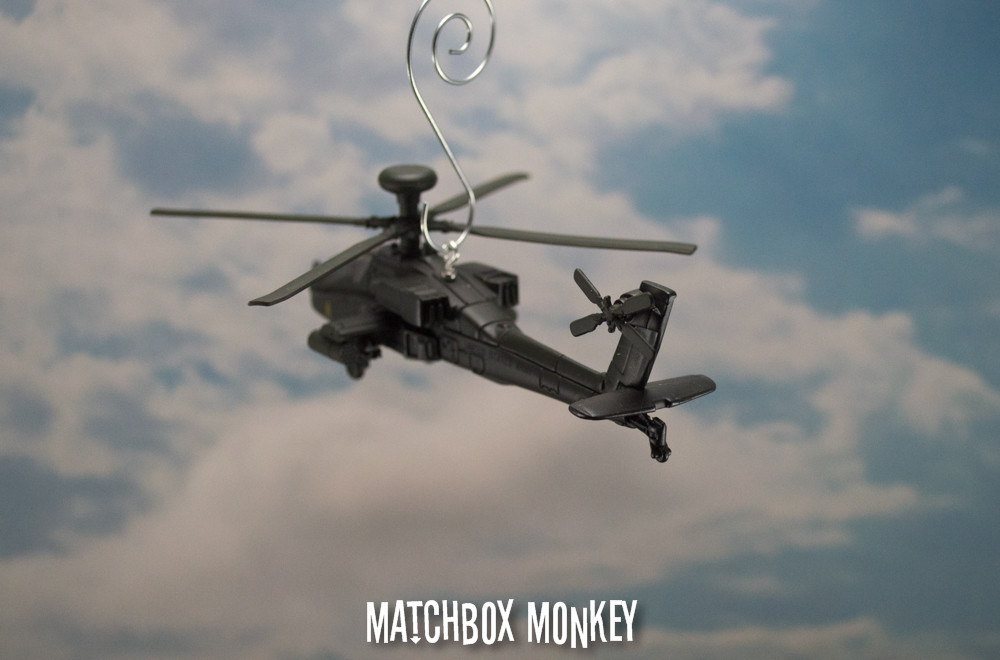 Modern US Army Navy Marines Boeing AH-64 Apache Helicopter Christmas Ornament