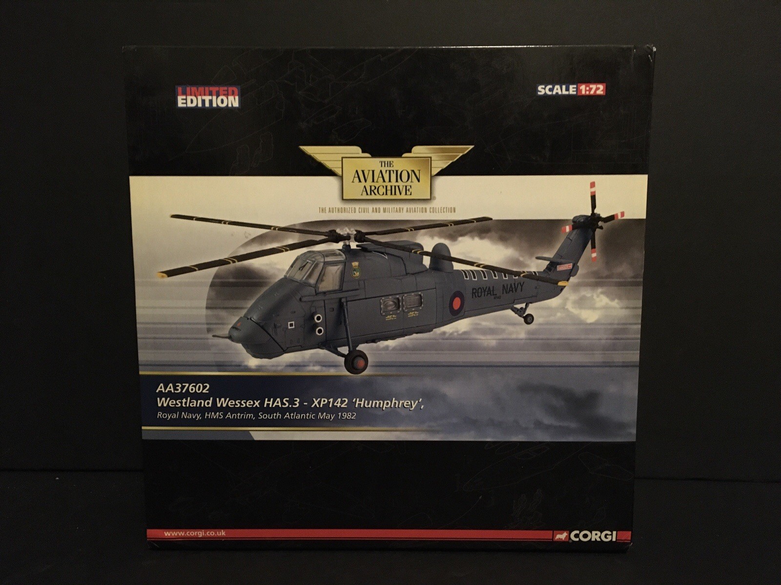 Corgi AA37602 Wessex Westland HAS Mk 3 Helicopter Falklands Diecast Model 1:72