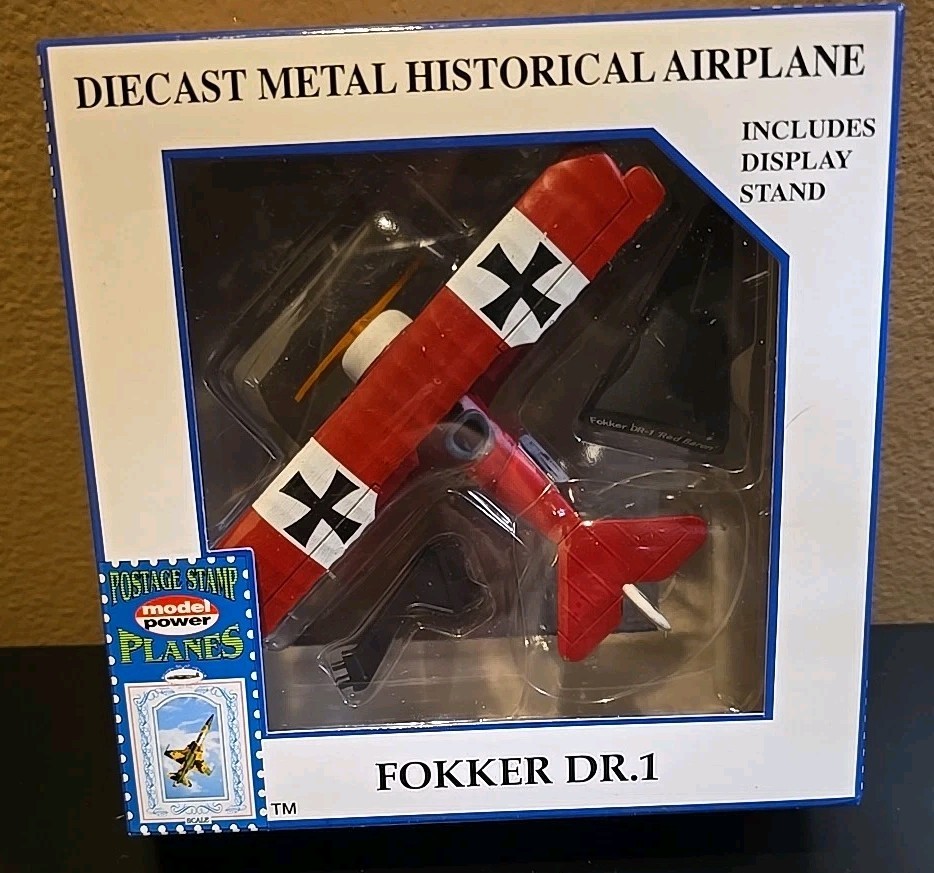 Model Power Postage Stamp Planes No. 5349 Fokker DR.1 1/63 German WWI Diecast