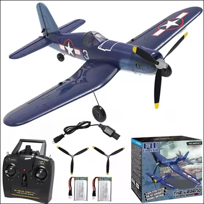 US Blue F4U Corsair RC Plane 4 Channel RTF Aircraft Airplane One Key Aerobatic