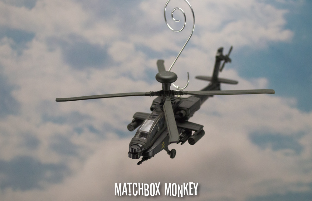 Modern US Army Navy Marines Boeing AH-64 Apache Helicopter Christmas Ornament