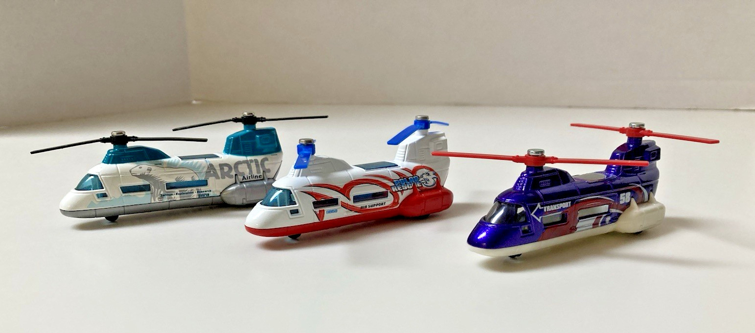 Matchbox Transport Helicopter Lot of 3 Diecast Vehicles 2001 Mattel Arctic, 58,+