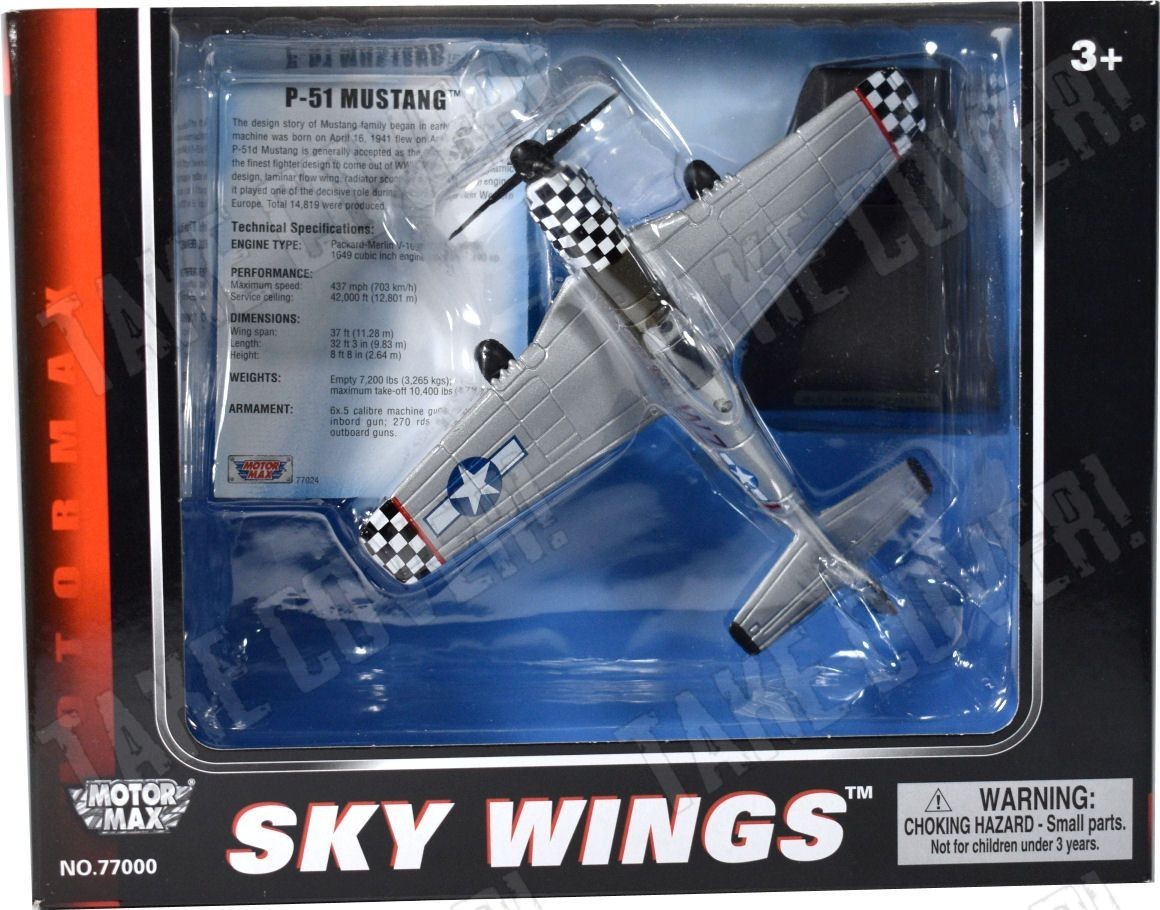 Motormax Skywings – P-51D Mustang – USAAF WW2 Fighter Diecast Aircraft Toy