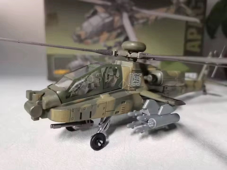 1:72 AH-64 Apache Helicopter Model Kit Military Toy Diecast ABS Building Blocks